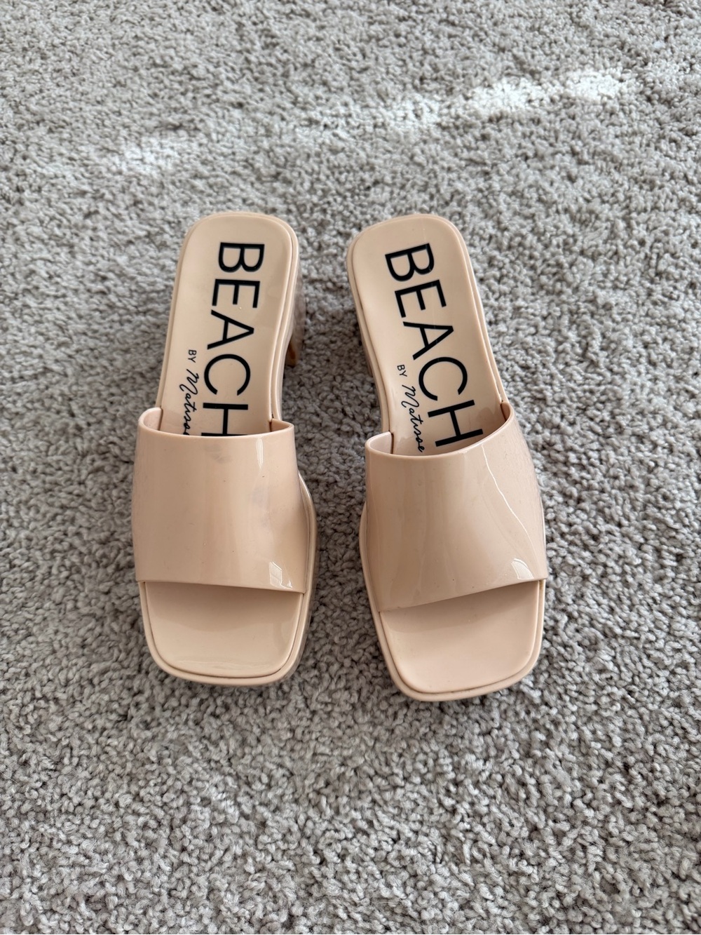 Nude Patent Jelly Sandals